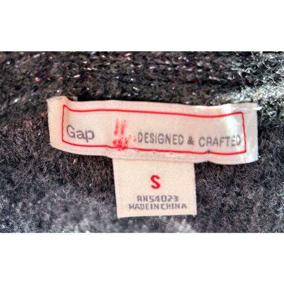 Gap Charcoal Gray Silver Metallic Wool Blend Button Front Cardigan - Picture 7 of 9